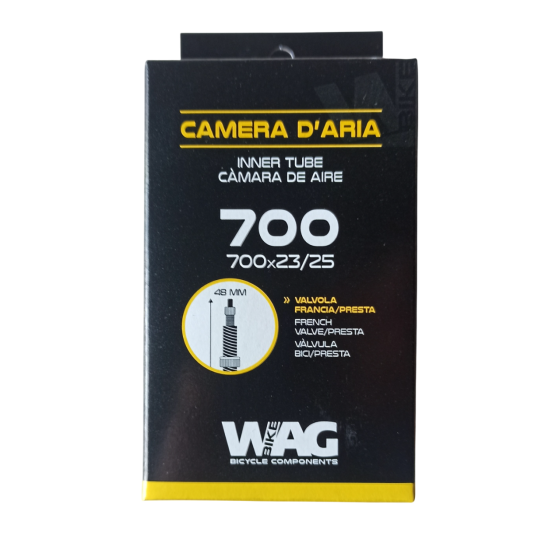 Wag Camera D'aria Bici da Corsa 700x23-25 valvola Presta 48mm Filettata